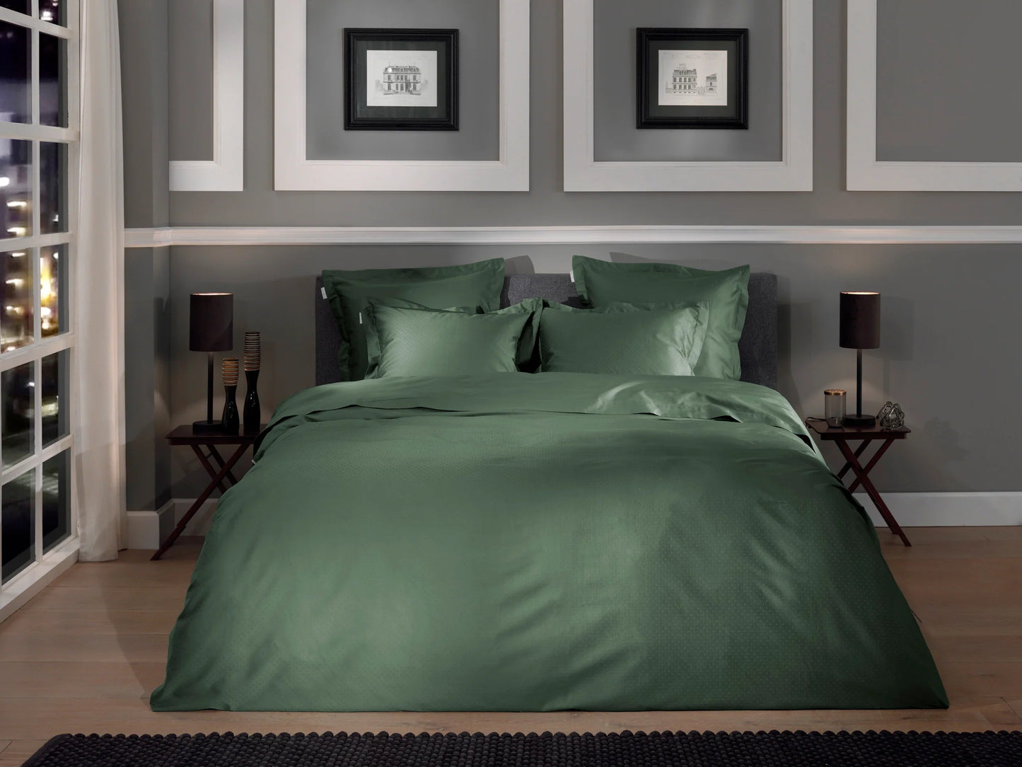 Green Dobby Satin Duvet Cover Set