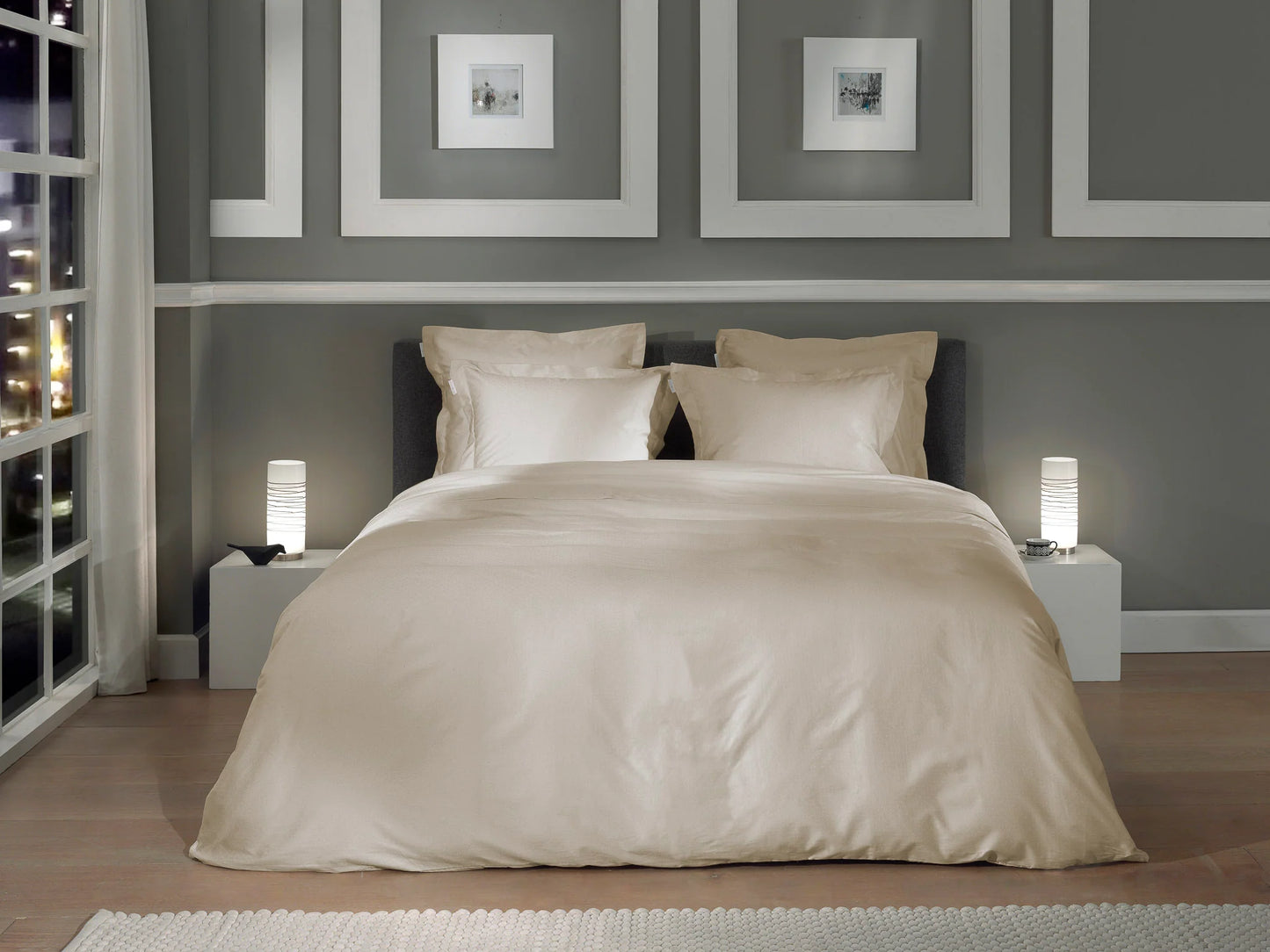Sand Dobby Satin Duvet Cover Set