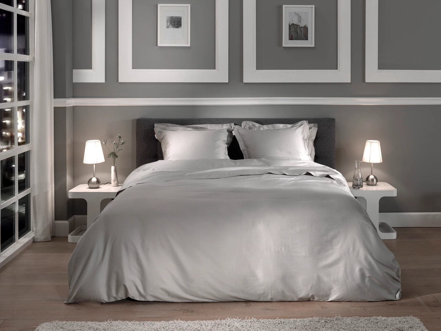 Glacier Grey Dobby Satin Duvet Cover Set