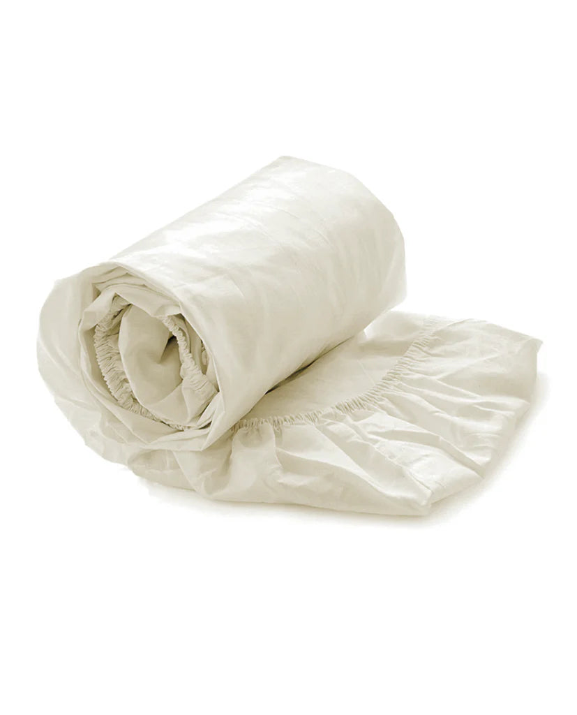Off White Fitted Sheet - 100% Cotton Satin