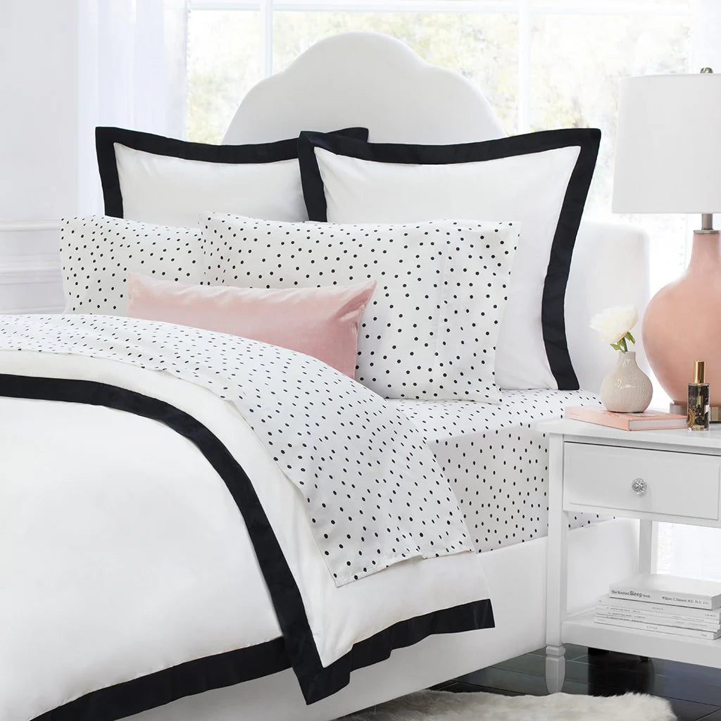 Noir Black Linen Satin Duvet Cover Set