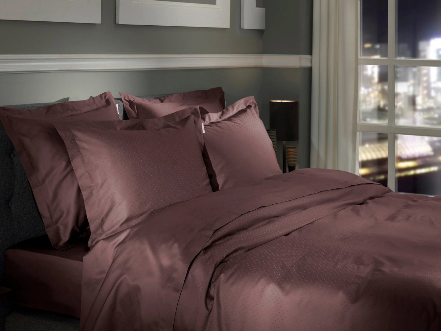 Brown Dobby Satin Duvet Cover Set
