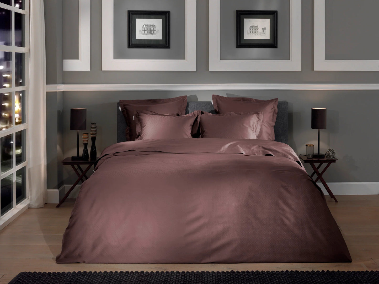 Brown Dobby Satin Duvet Cover Set