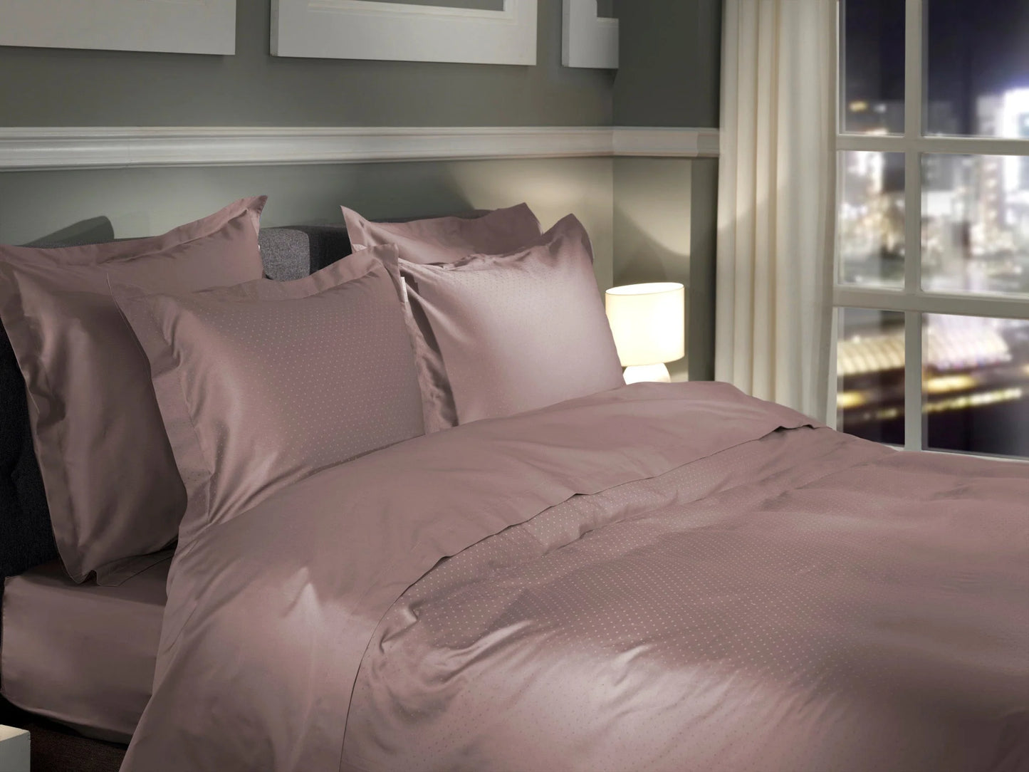 Rose Gold Dobby Satin Duvet Cover Set