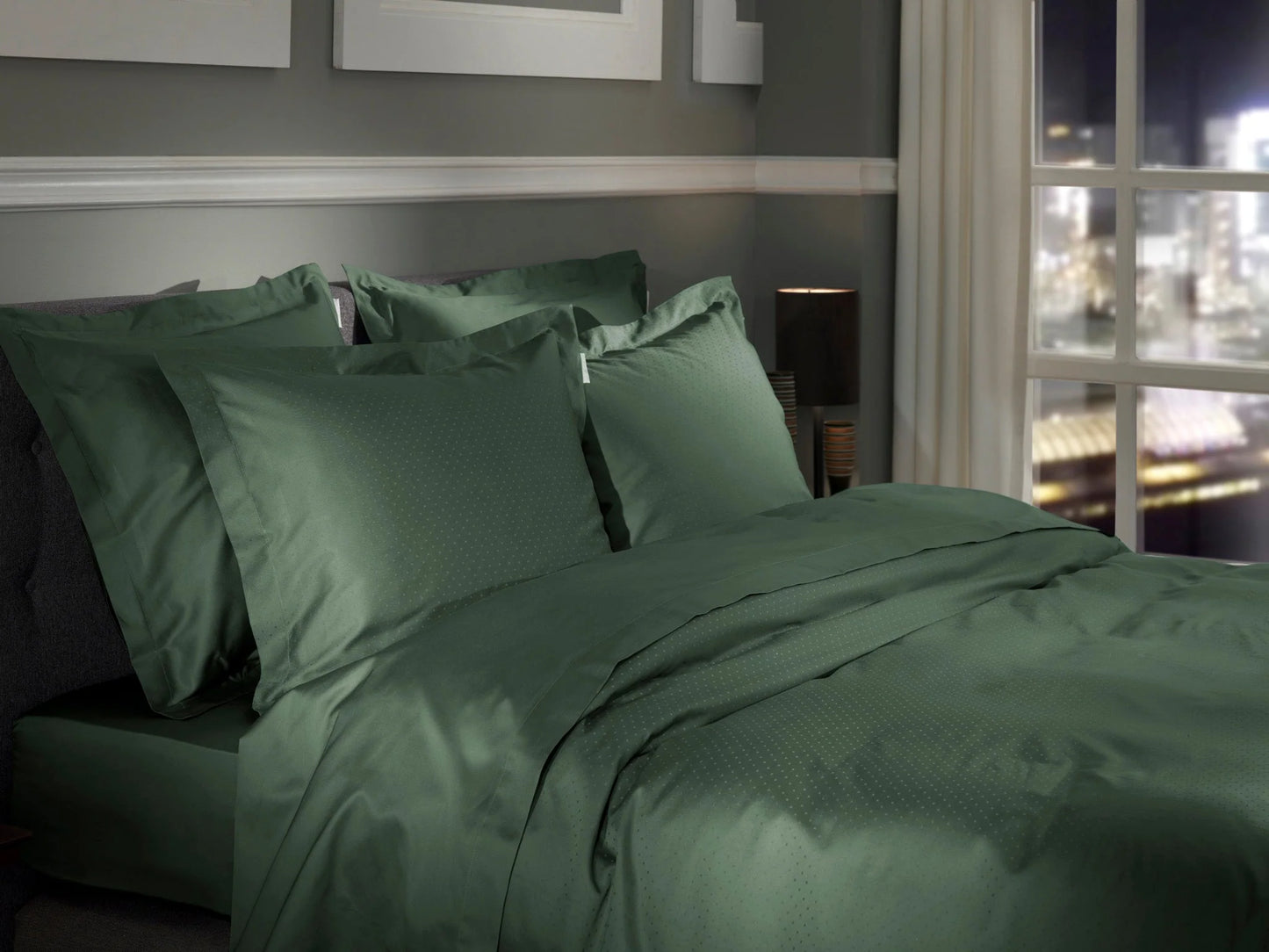 Green Dobby Satin Duvet Cover Set