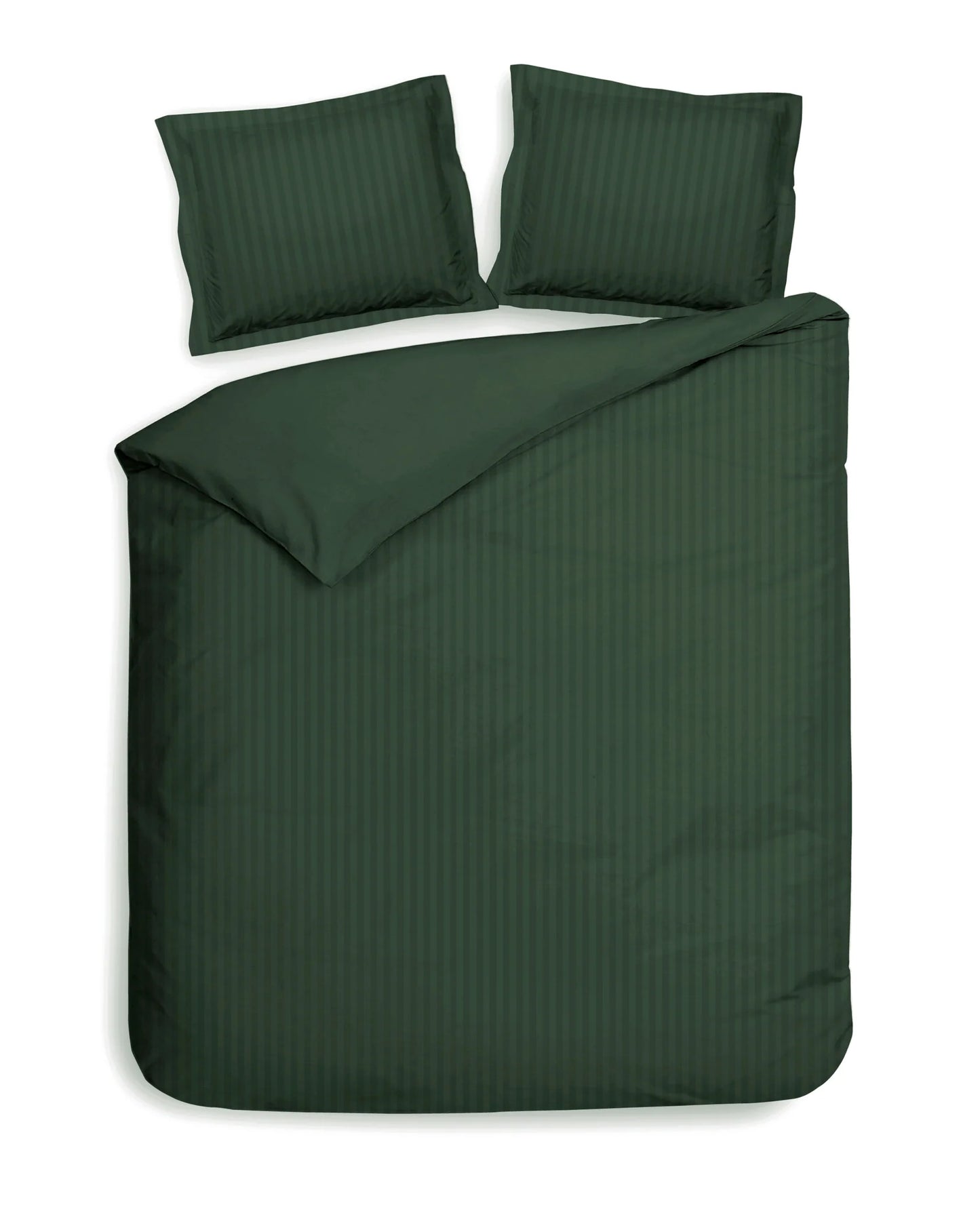 Green Satin Stripe Duvet Cover Set