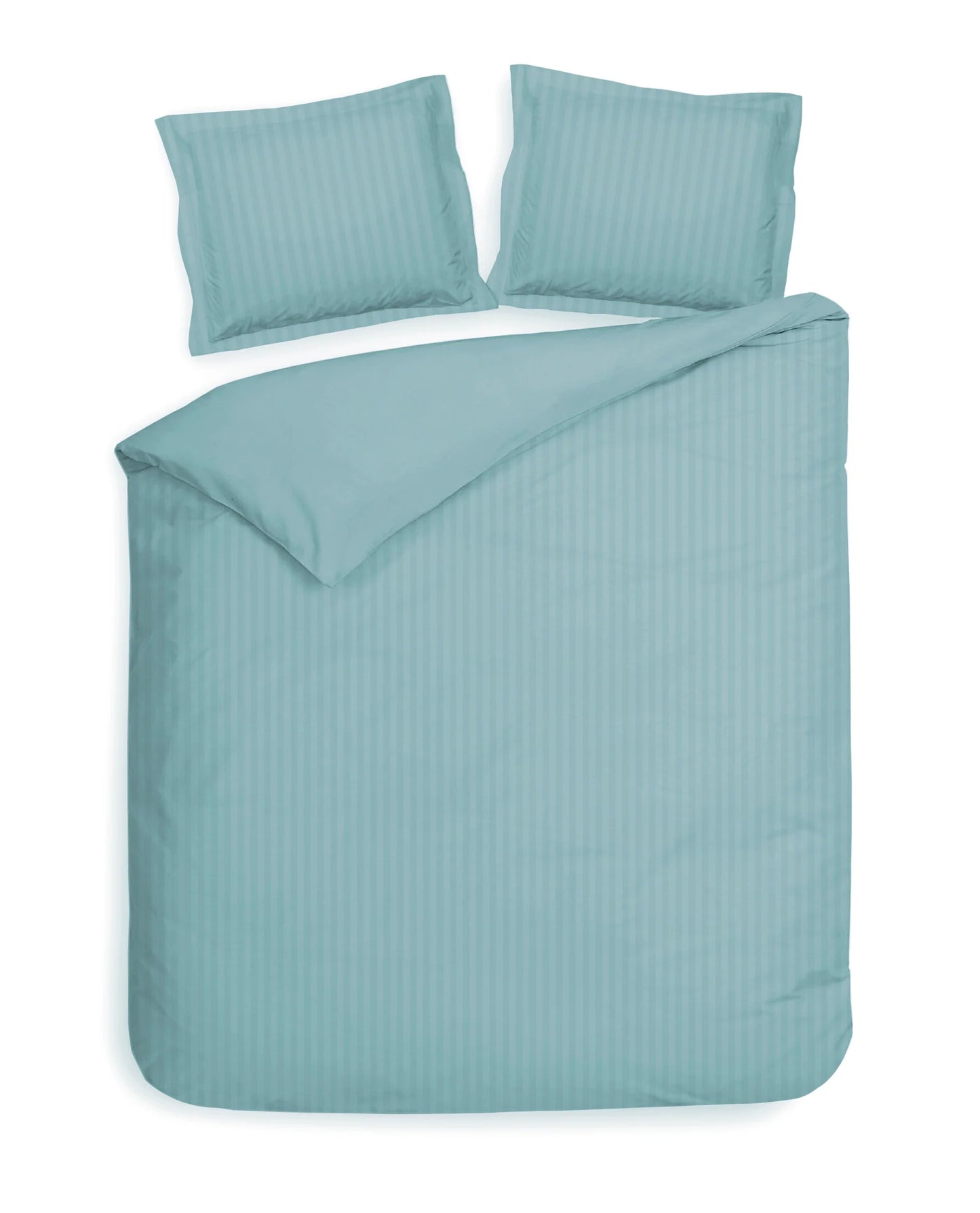 Ice Blue Satin Stripe Duvet Cover Set