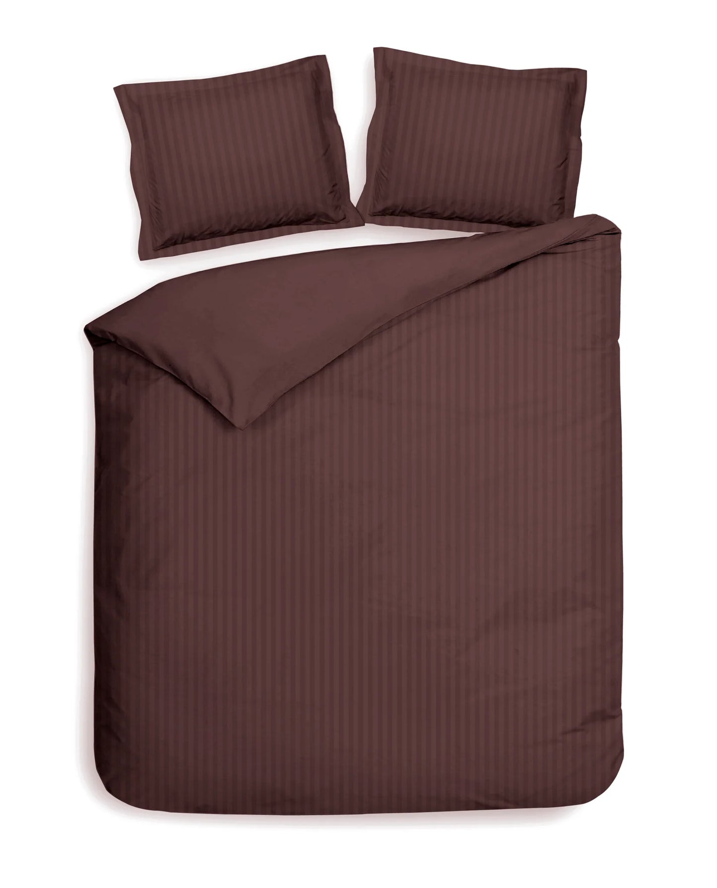 Brown Satin Stripe Duvet Cover Set