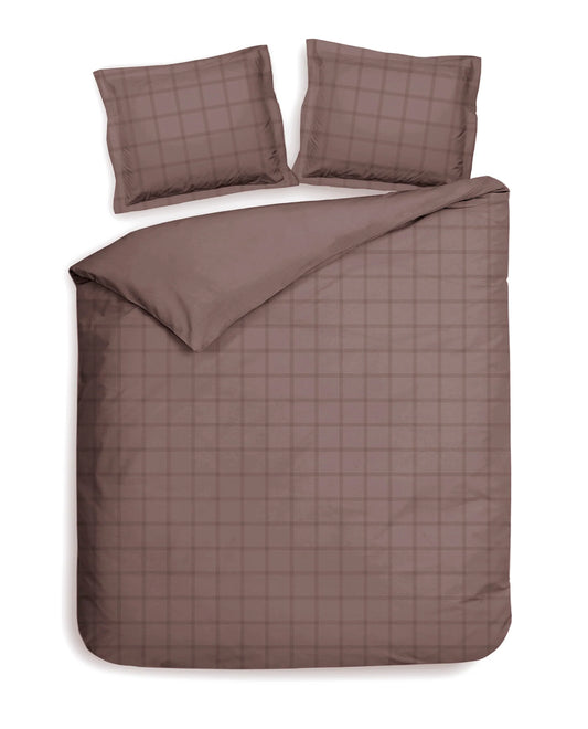 Rose Gold Checked Satin Duvet Cover Set