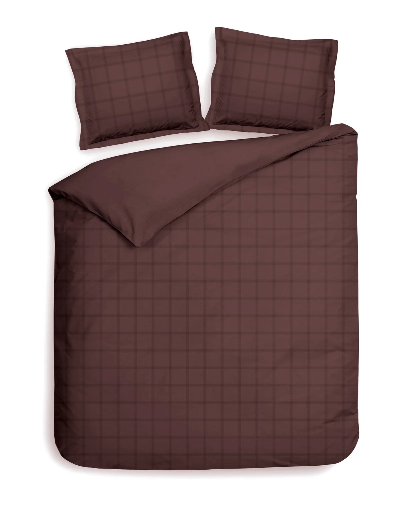 Brown Checked Satin Duvet Cover Set