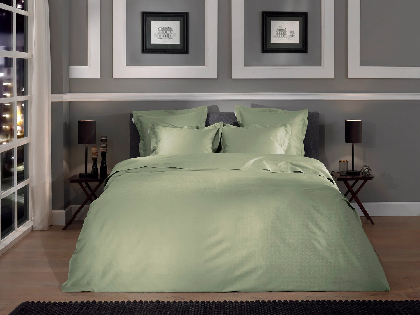 Light Green Dobby Satin Duvet Cover Set