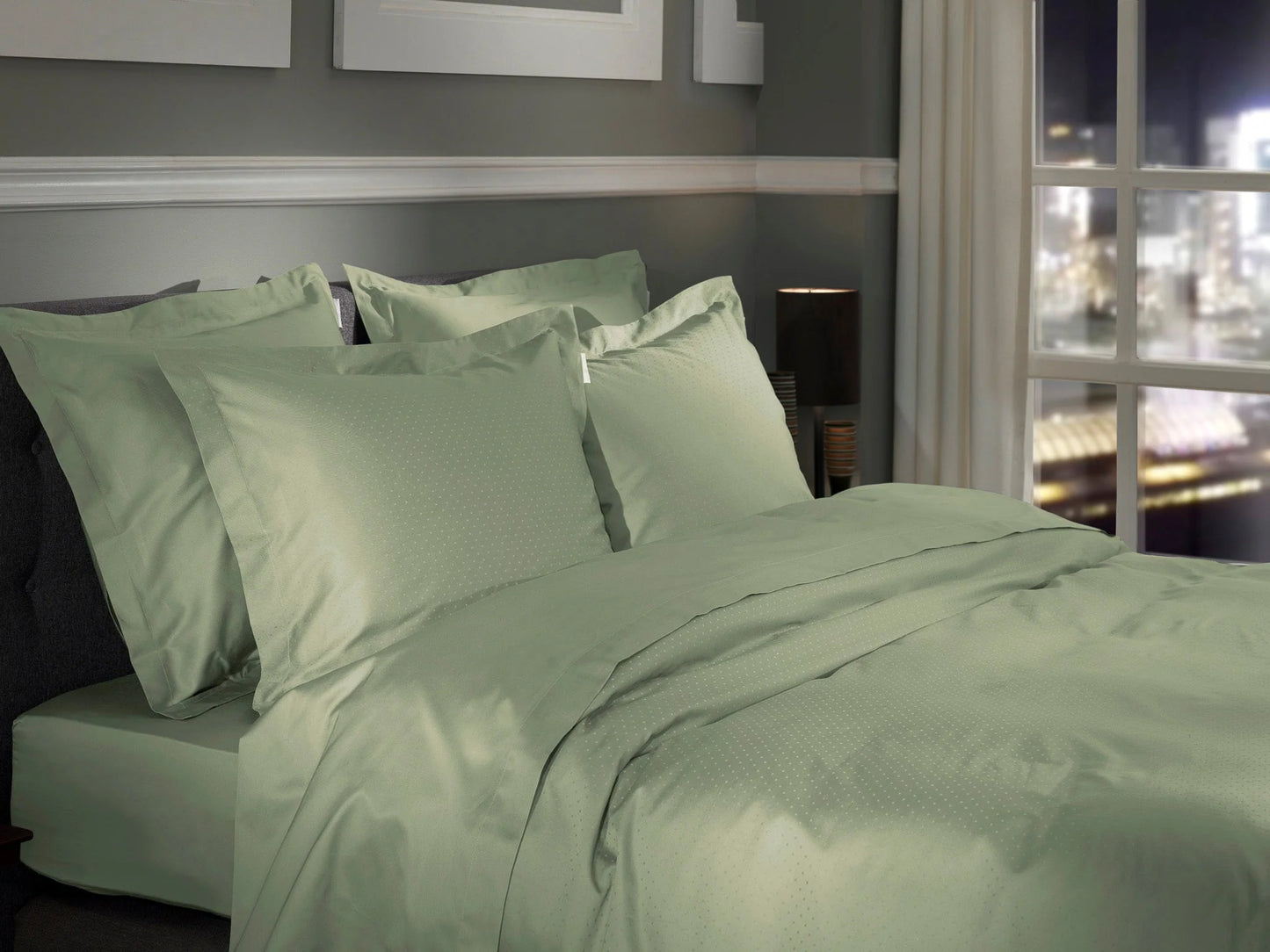 Light Green Dobby Satin Duvet Cover Set