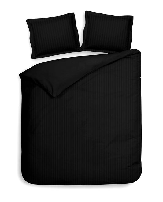 Black Satin Stripe Duvet Cover Set