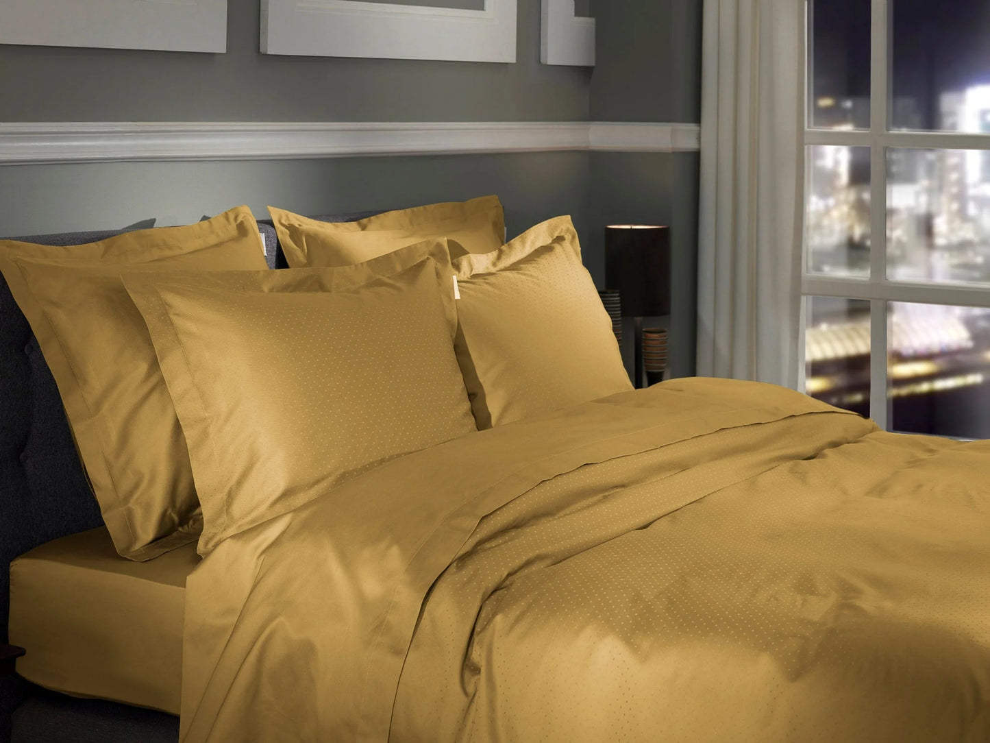 Gold Dobby Satin Duvet Cover Set