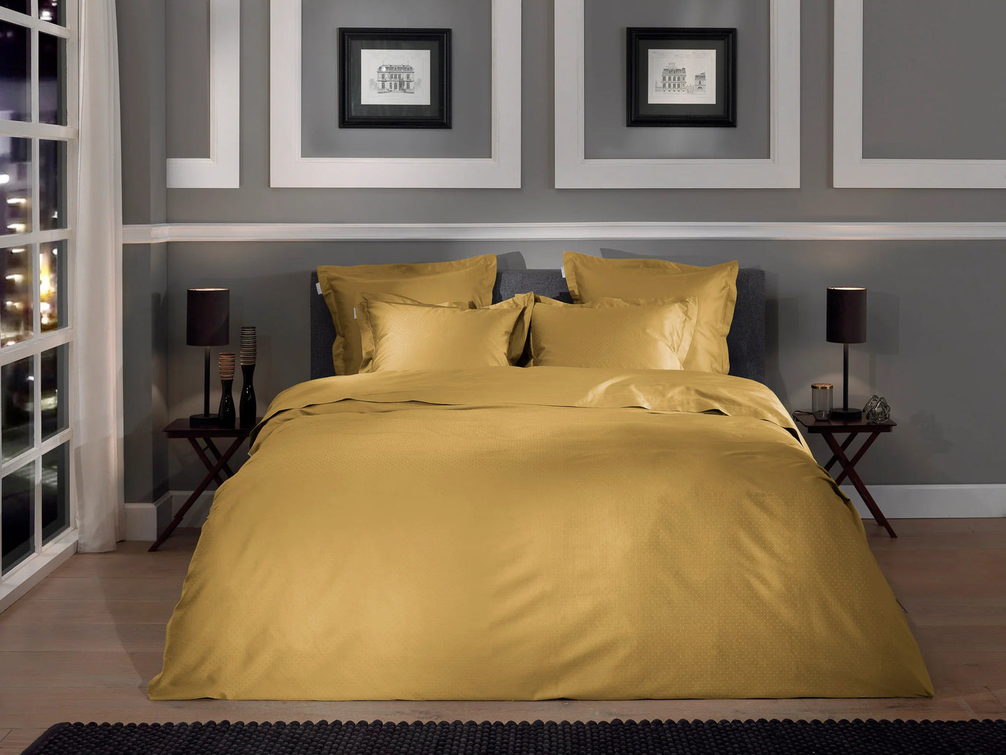 Gold Dobby Satin Duvet Cover Set