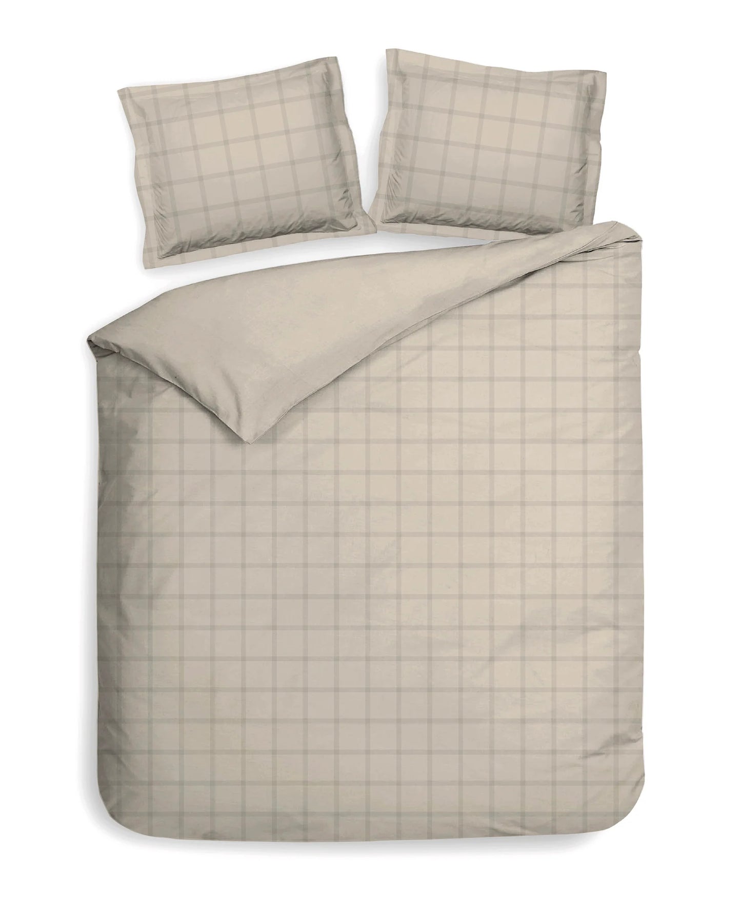 Sand Checked Satin Duvet Cover Set