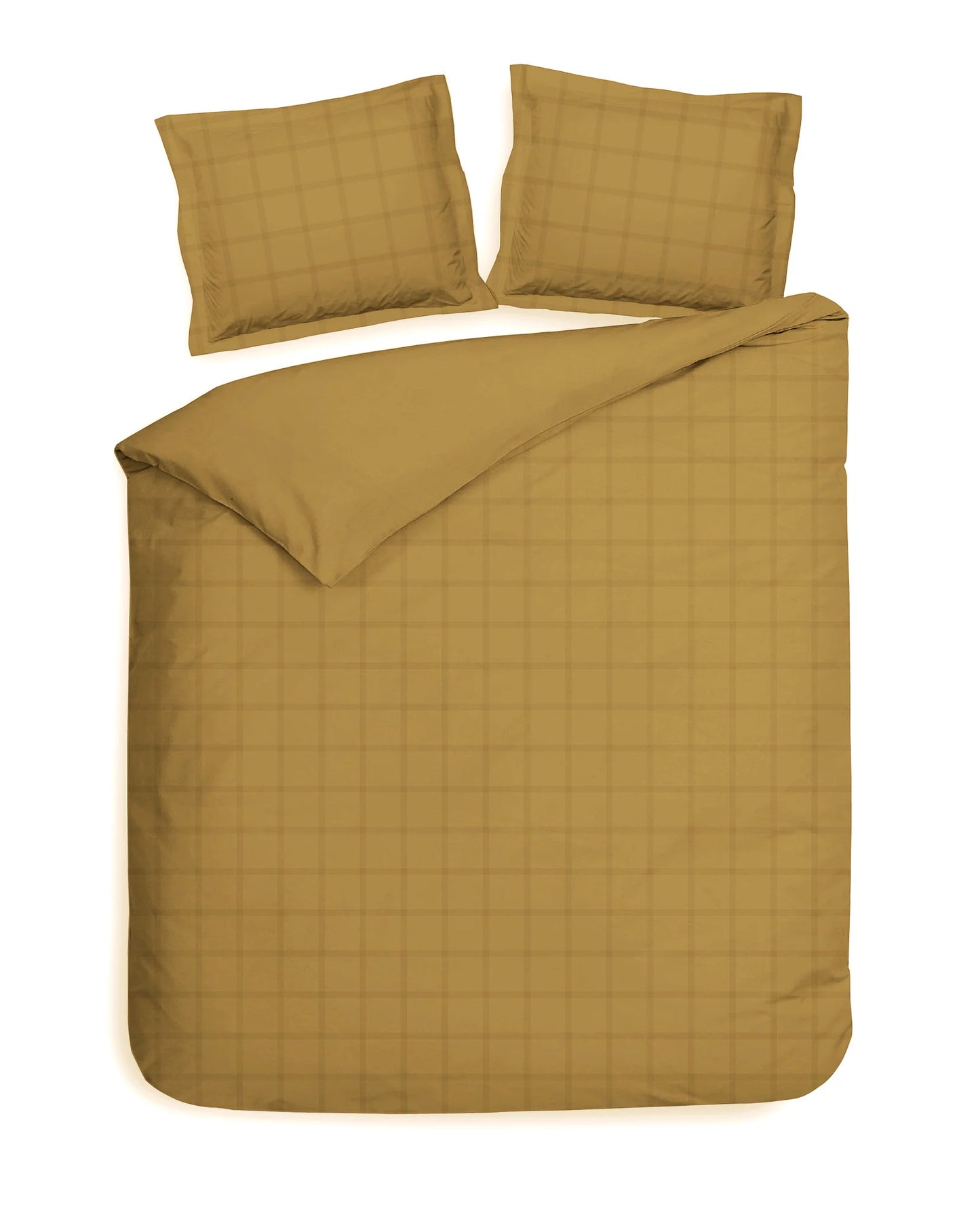 Gold Checked Satin Duvet Cover Set