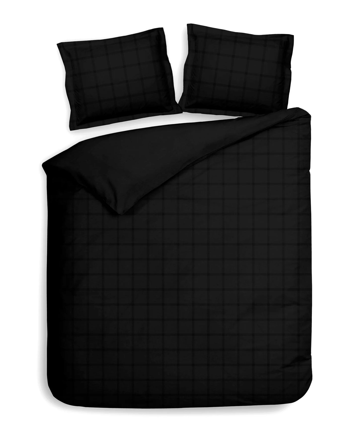 Black Checked Satin Duvet Cover Set
