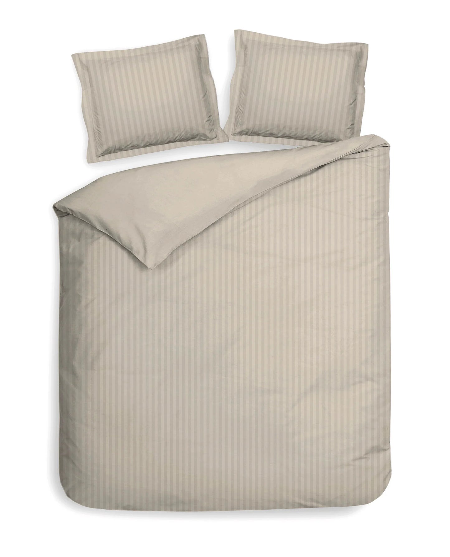 Sand Satin Stripe Duvet Cover Set