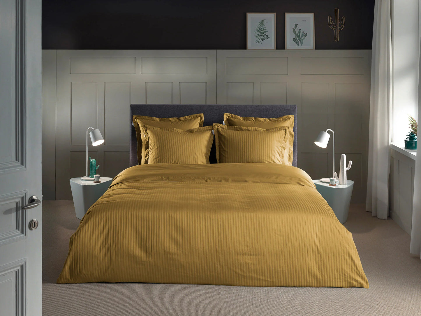 Gold Satin Stripe Duvet Cover SET