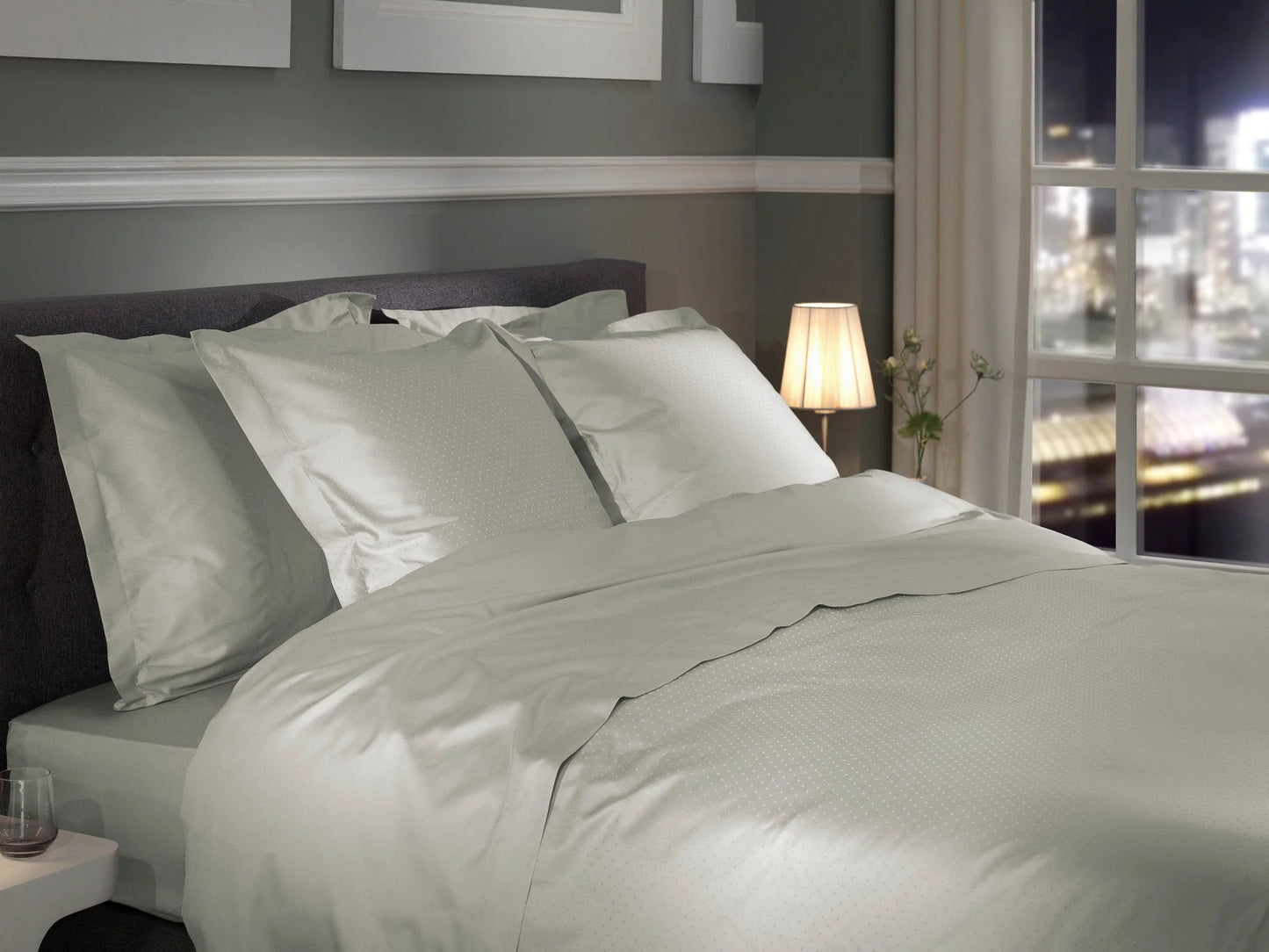 Cloud Grey Dobby Satin Duvet Cover Set