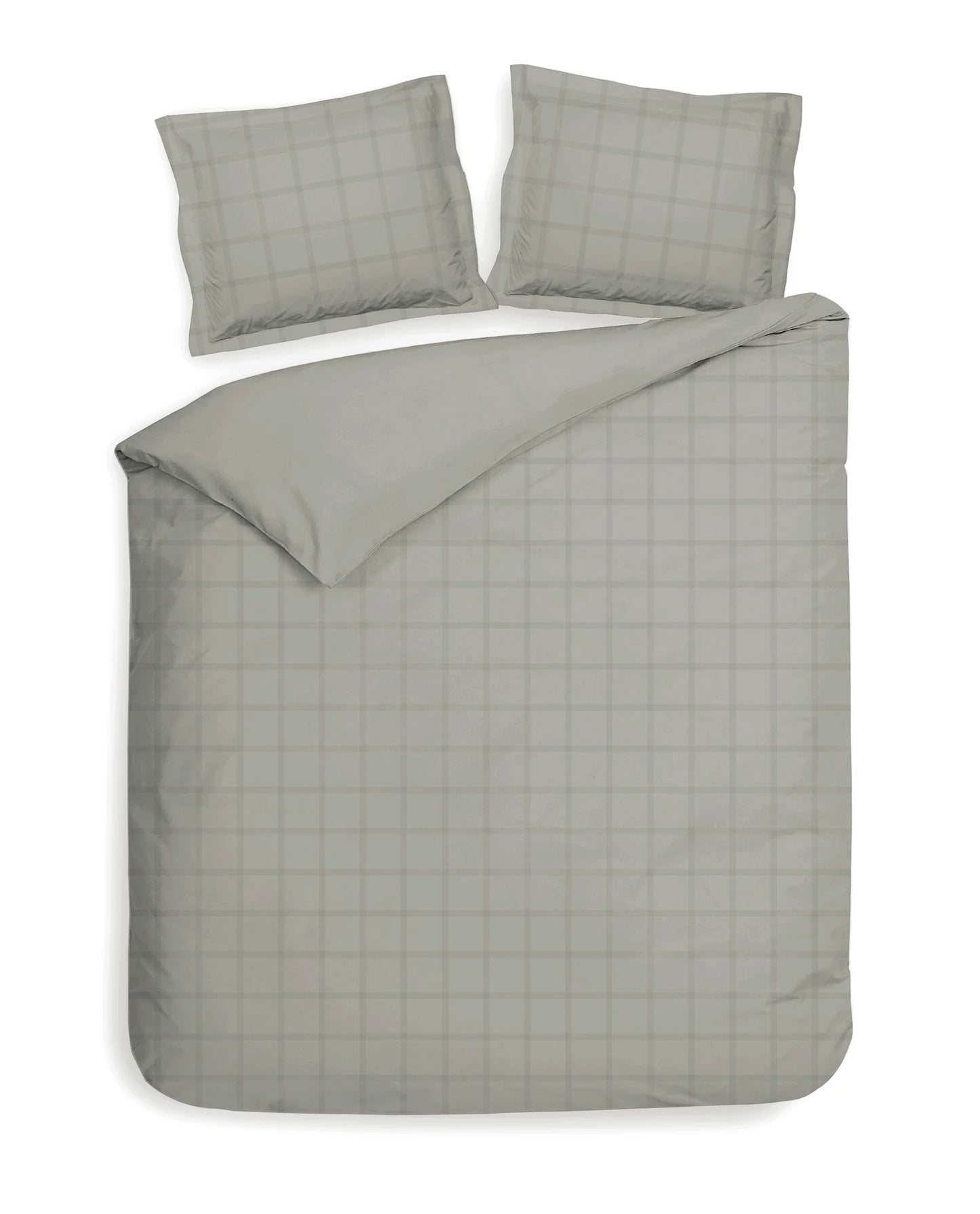 Cloud Grey Checked Satin Duvet Cover Set