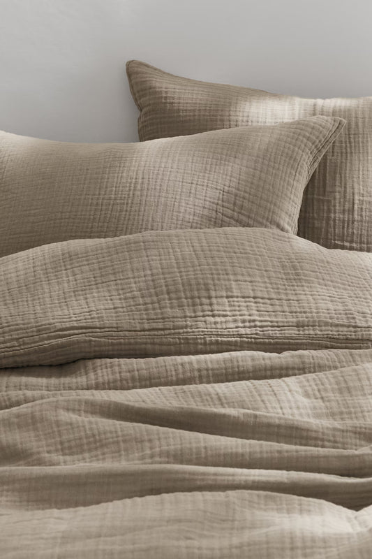 Taupe Premium Muslin Duvet Cover Set