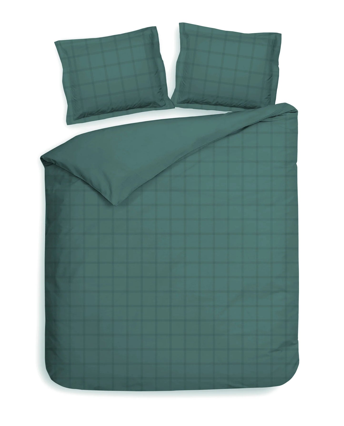 Mineral Green Checked Satin Duvet Cover Set