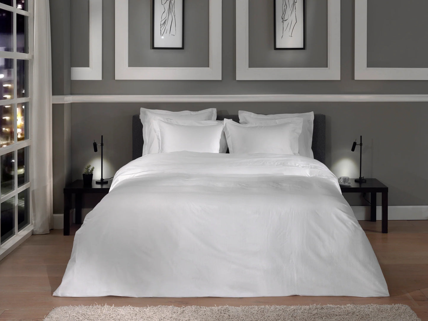 White Dobby Satin Duvet Cover Set