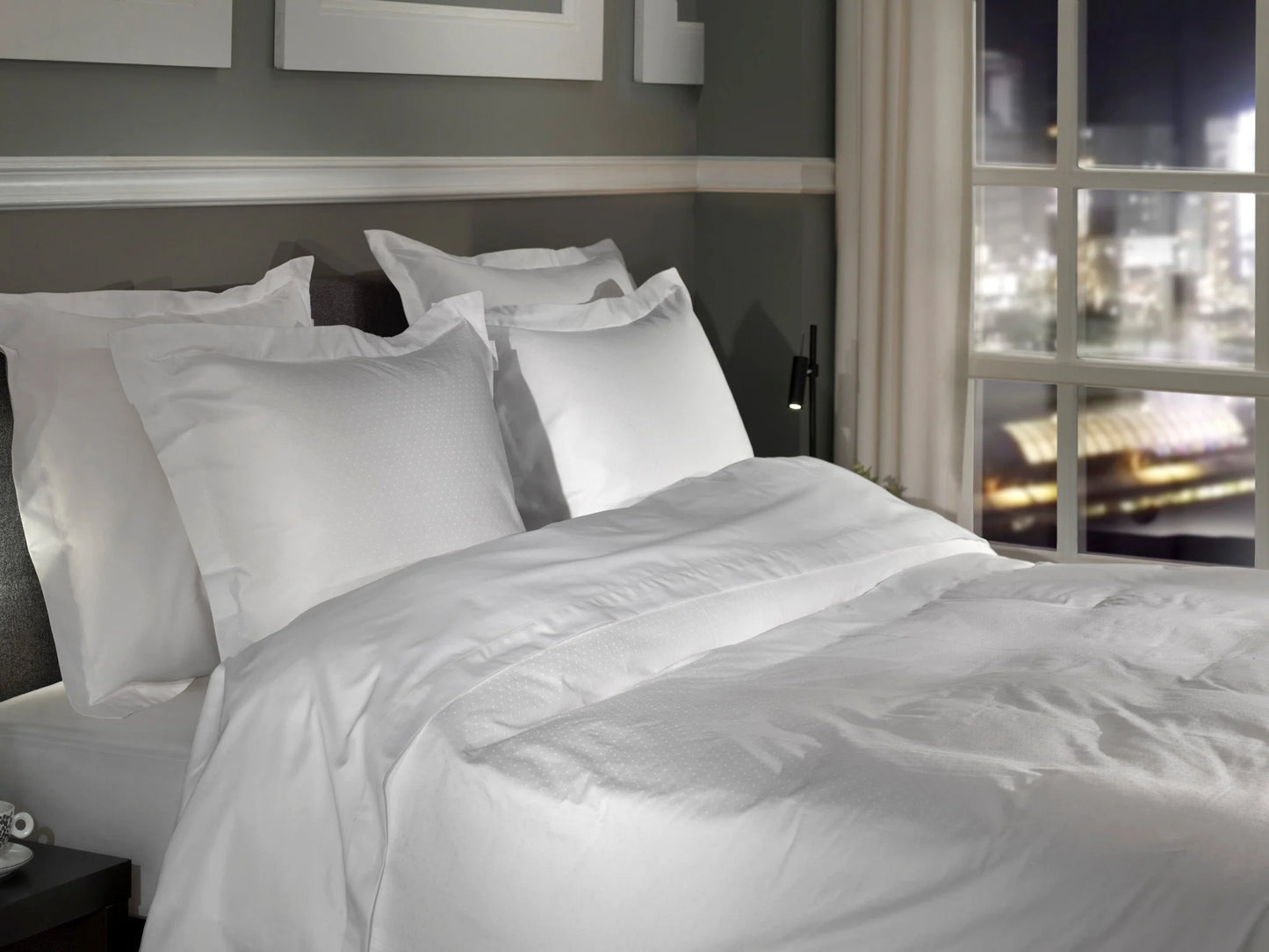 White Dobby Satin Duvet Cover Set