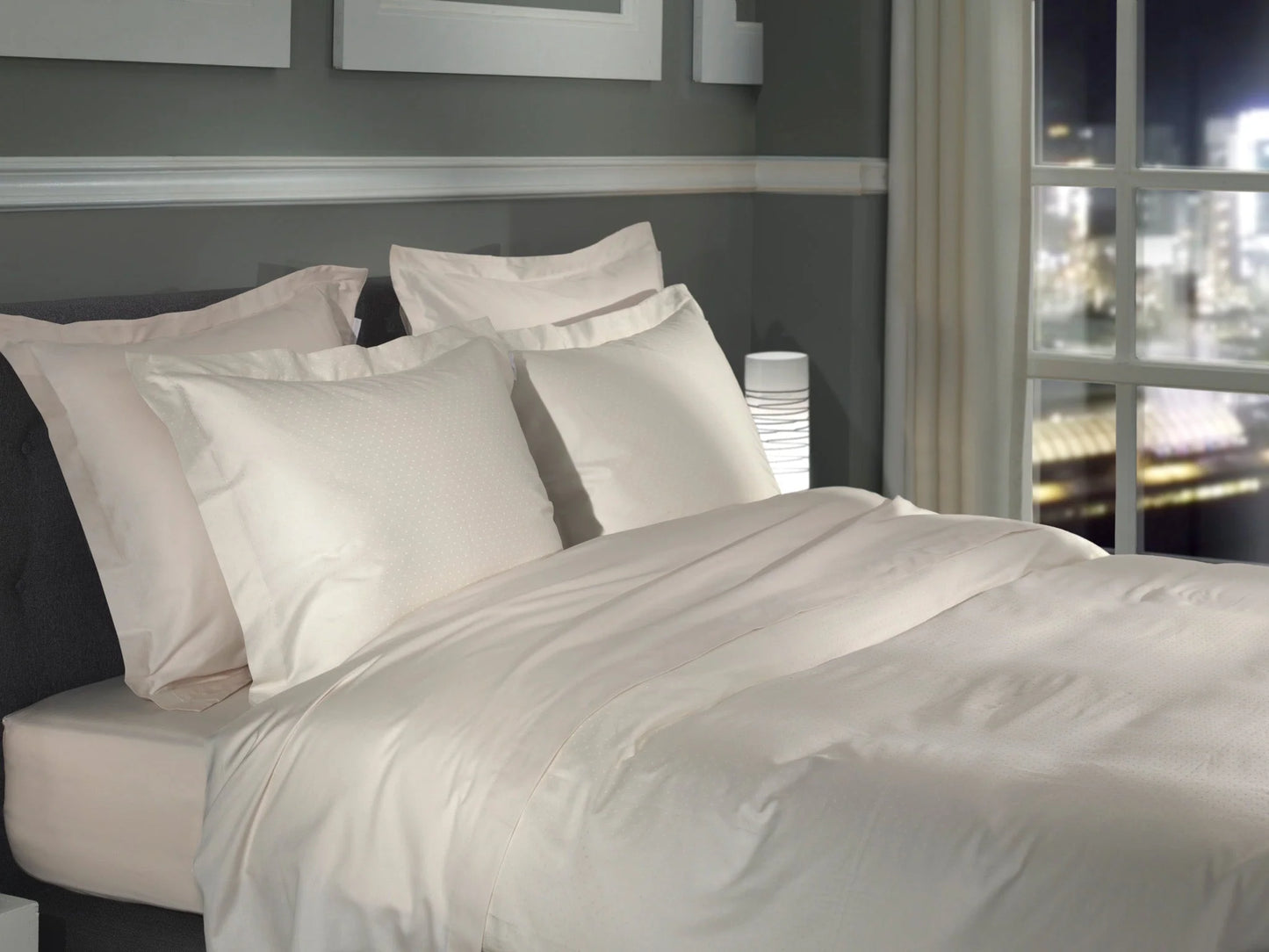 Off White Dobby Satin Duvet Cover Set