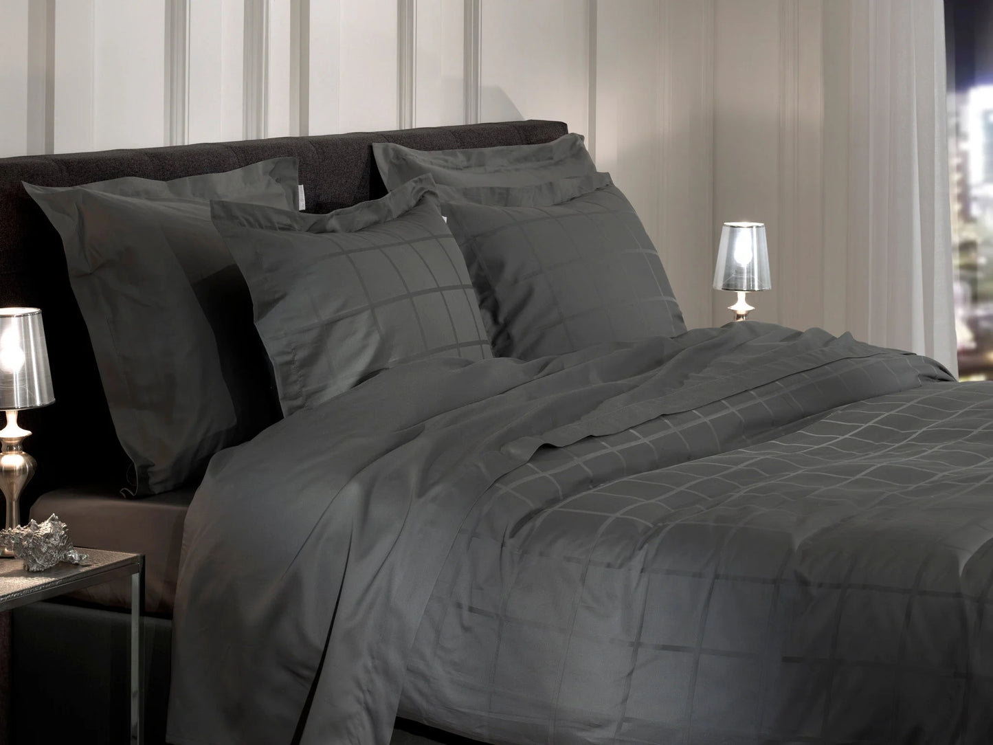Anthracite Checked Duvet Cover Set