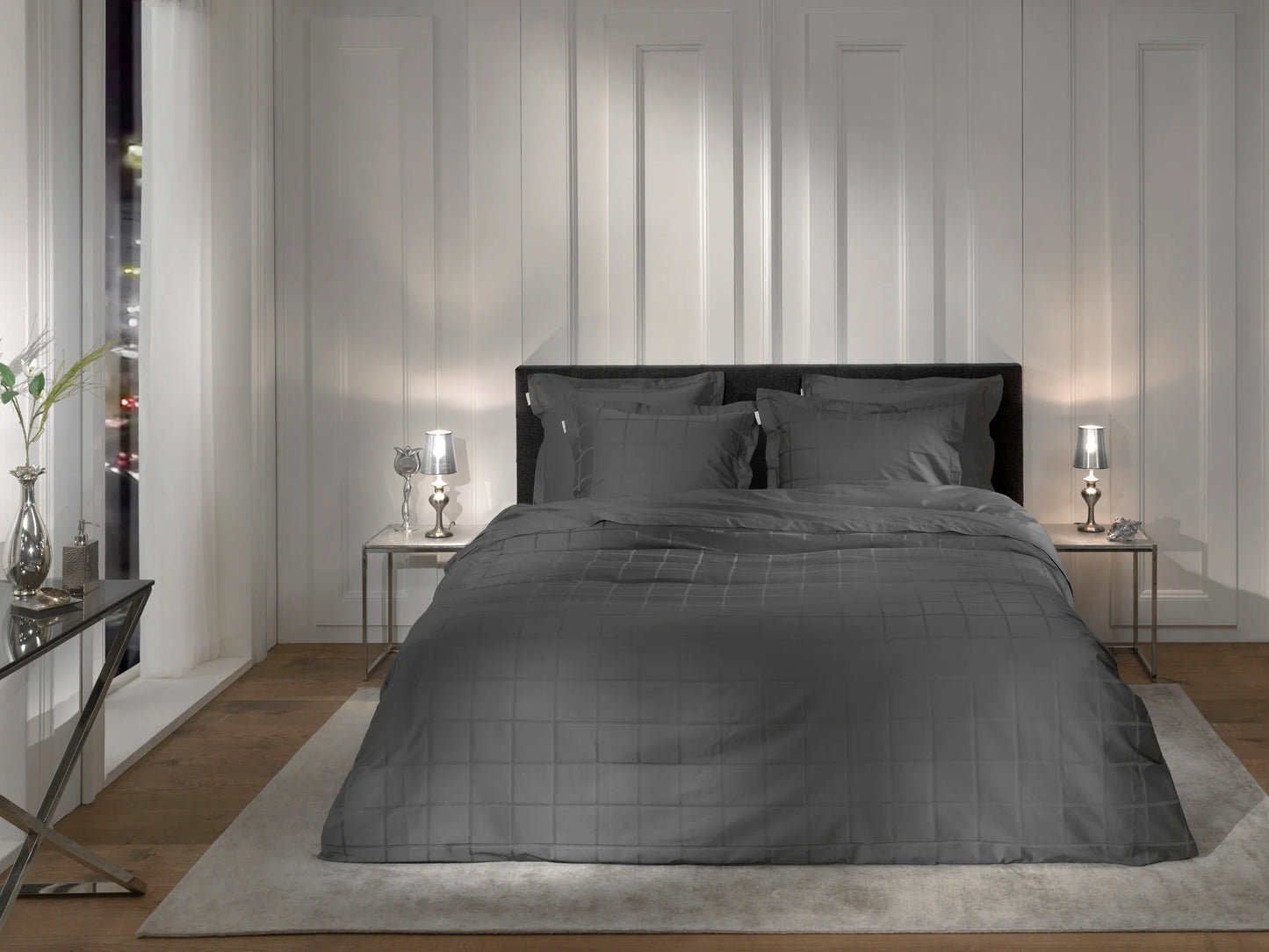Anthracite Checked Duvet Cover Set