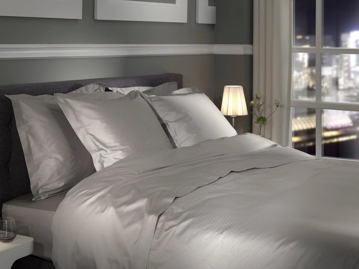 Glacier Grey Dobby Satin Duvet Cover Set