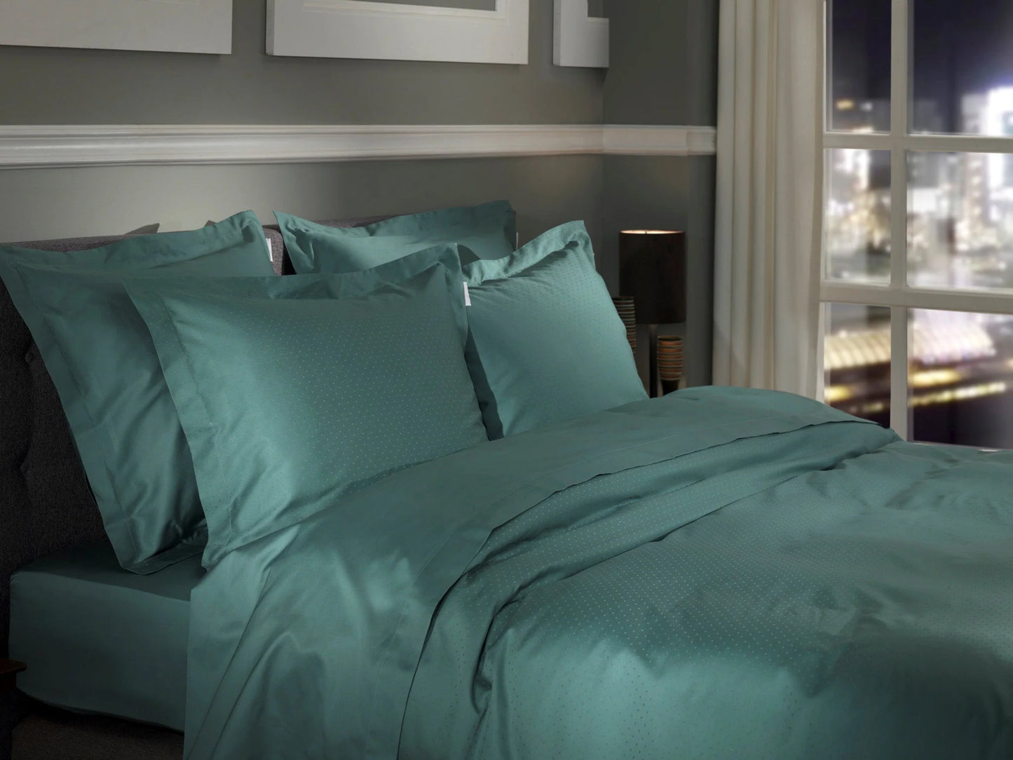 Mineral Green Dobby Satin Duvet Cover Set