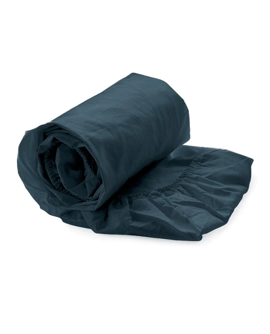 Navy Blue Fitted Sheet - 100% Cotton Satin
