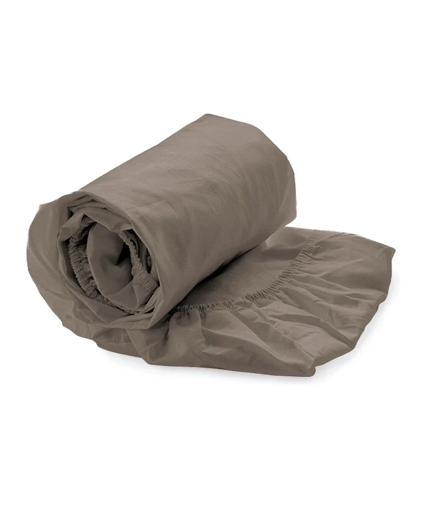 Taupe Fitted Sheet - 100% Cotton Satin