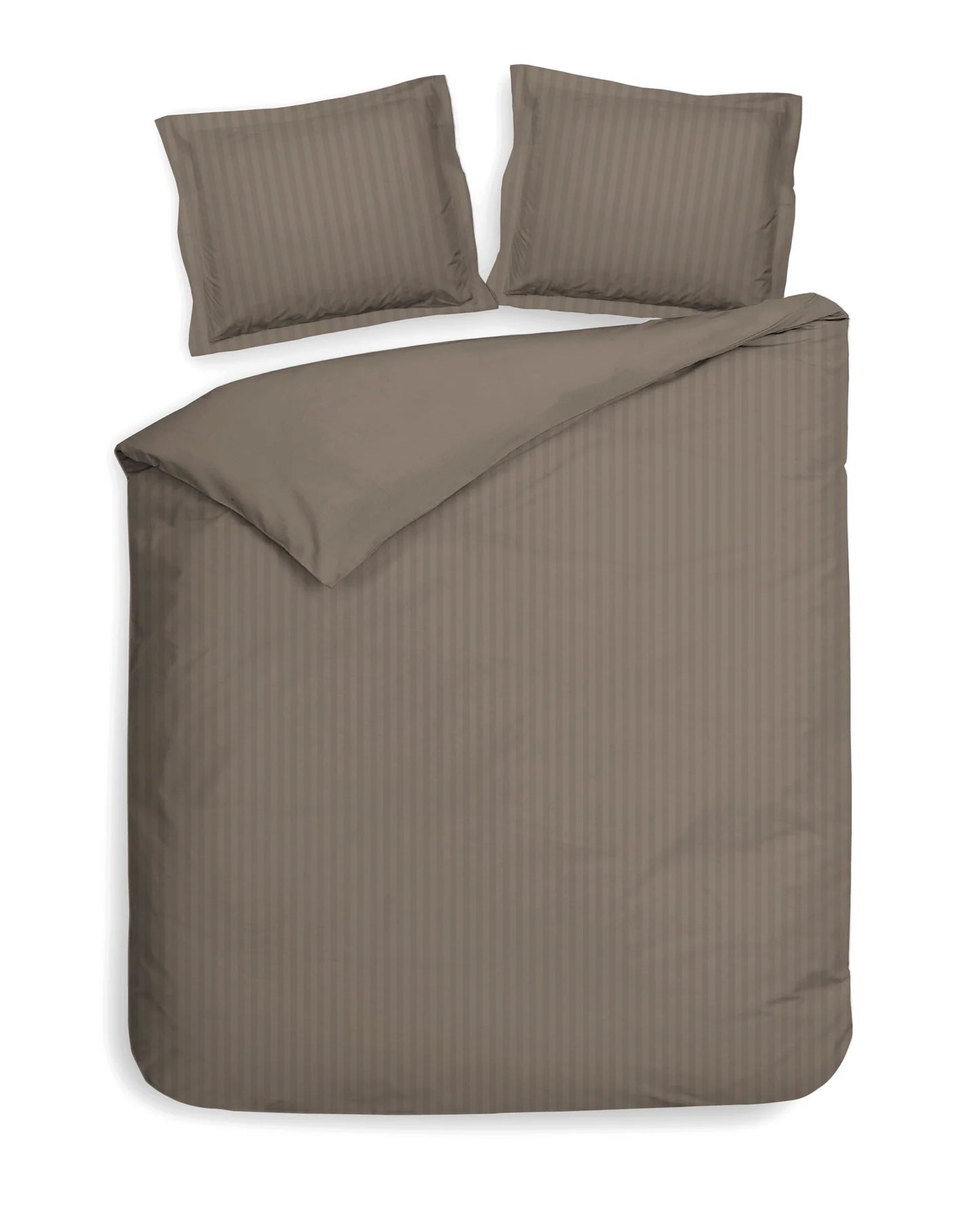 Taupe Satin Stripe Duvet Cover Set