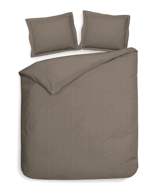 Taupe Satin Stripe Duvet Cover Set