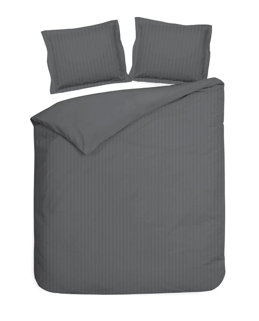 Anthracite Satin Stripe Duvet Cover Set