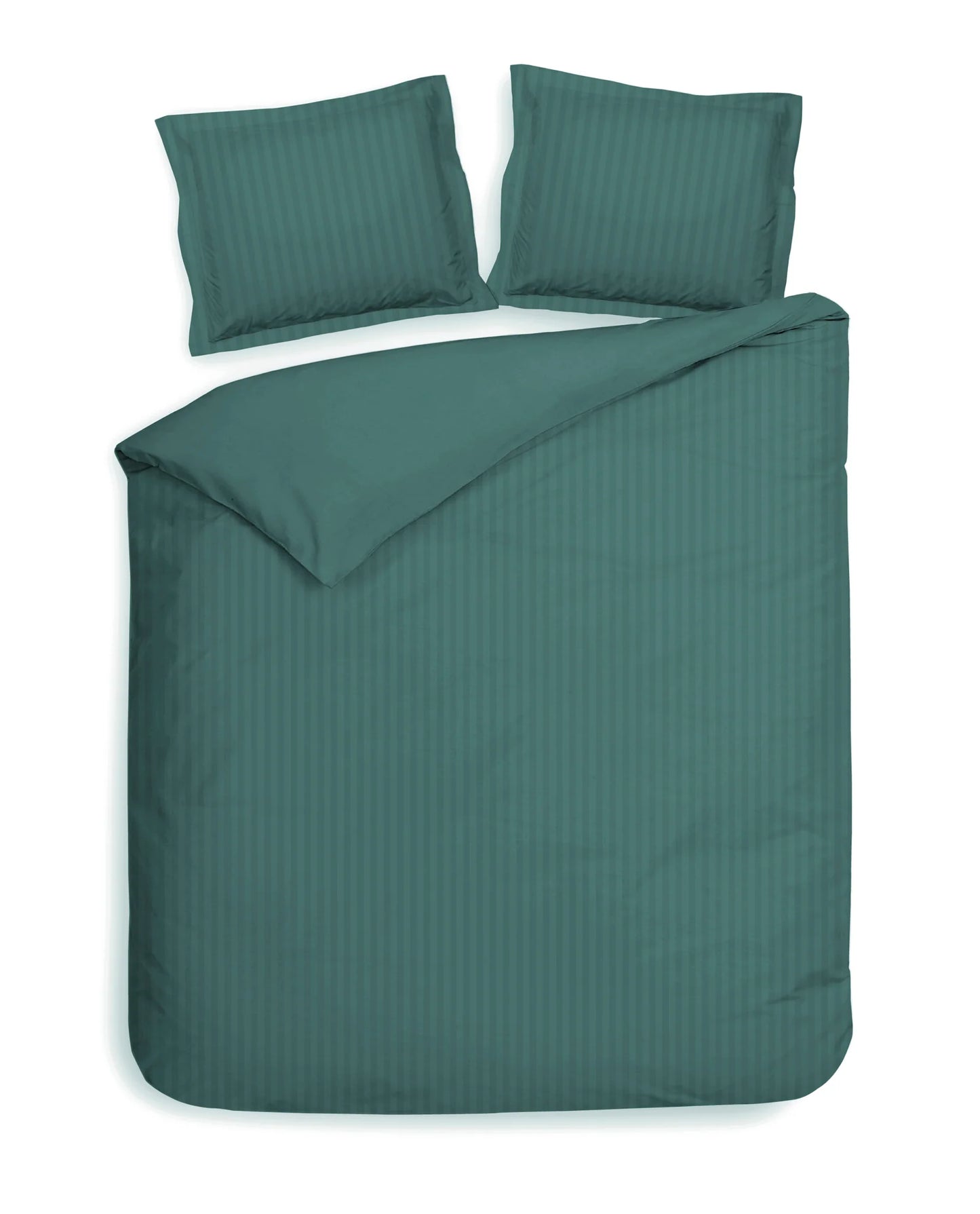 Mineral Green Satin Stripe Duvet Cover Set