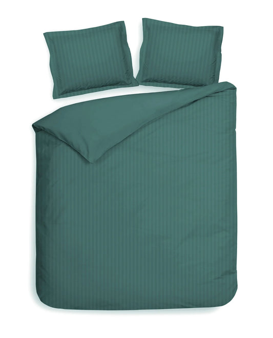 Mineral Green Satin Stripe Duvet Cover Set