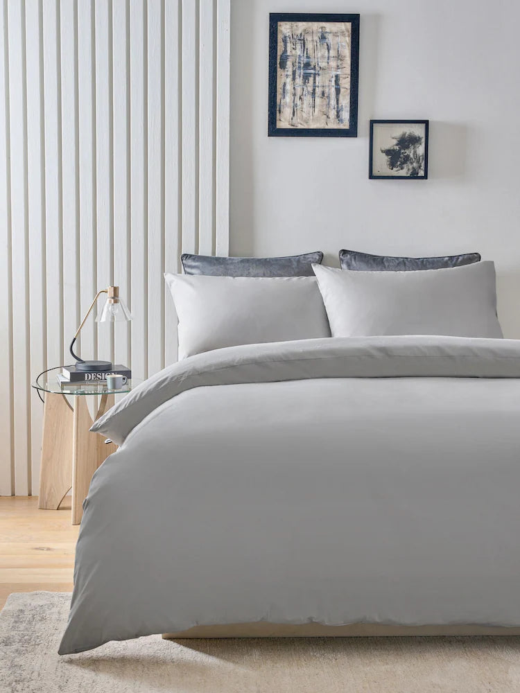 Plain Silver Duvet Cover Set PC