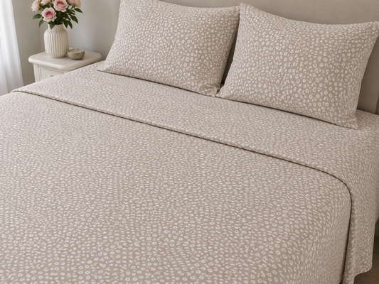 Taupe Dotty Bedsheet Set - 100% Cotton