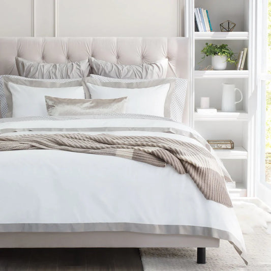 Noir Cloud Grey Line Satin Duvet Cover Set