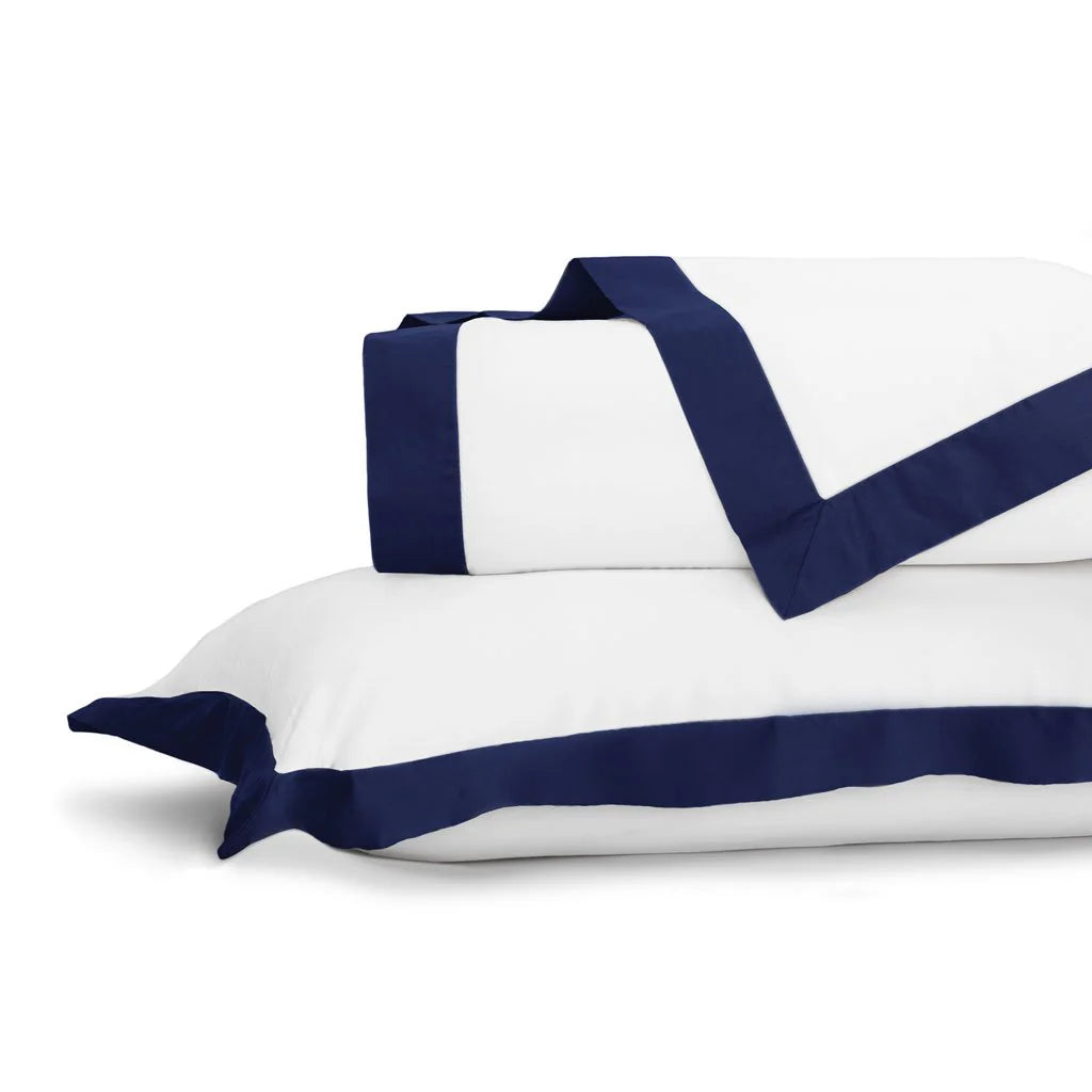 Noir Navy Blue Line Satin Duvet Cover Set