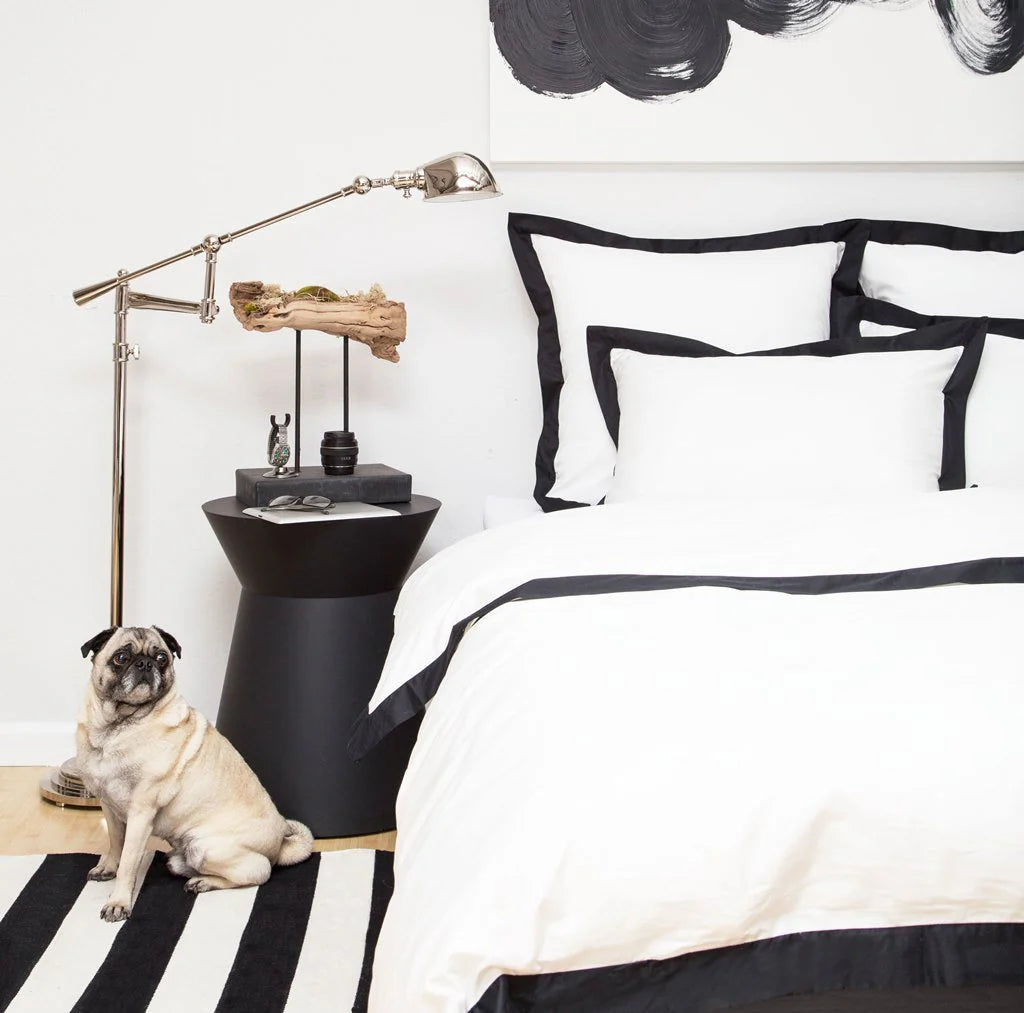 Noir Black Linen Satin Duvet Cover Set